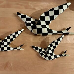 MacKenzie-Childs Black and White Checkered Swallowtail birds wall decor